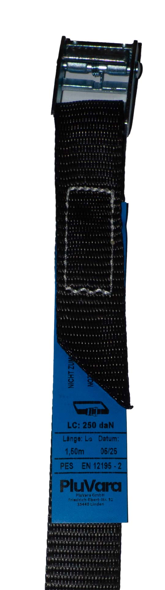 6er Pack schwarzer 25mm Zurrgurt mit Klemmschloss (je 1,5m, EN 12195-2)